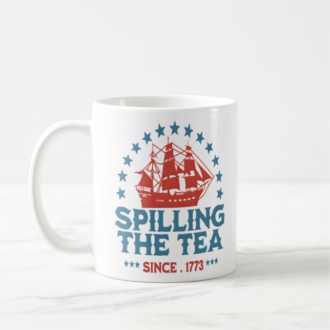 Caneca De Café Espalhar O Chá Desde 1773 Vermelho Branco Azul Fun (Esquerda)