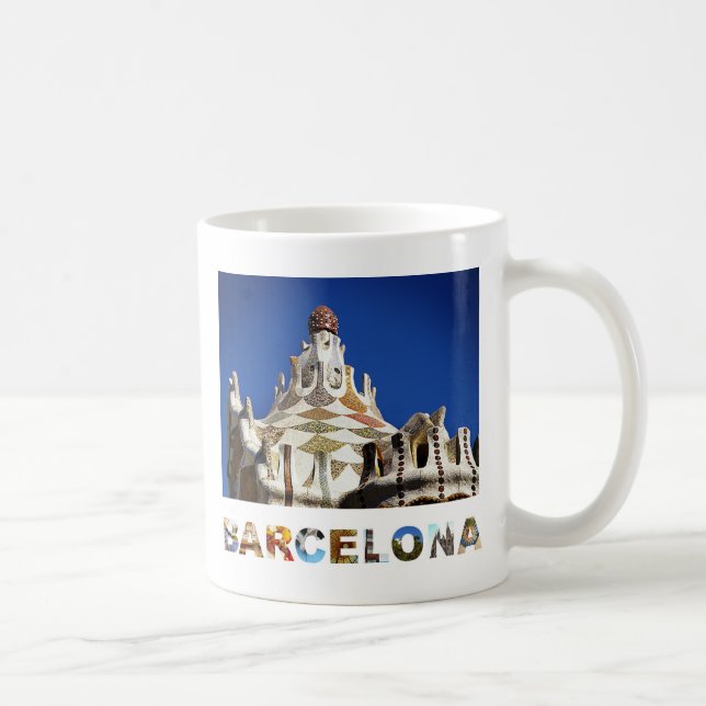 Caneca De Café Espanha de Barcelona Gaudi Park Guell Foto (Direita)