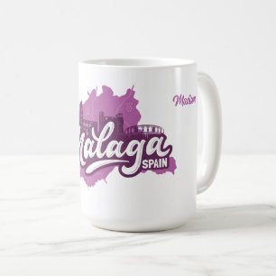 Caneca De Café Espanha de Málaga de Nome Personalizado