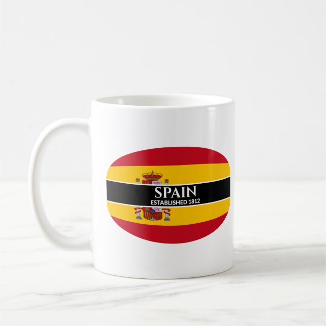 Caneca De Café Espanha de Texto Branco Estabelecida Sinalizador 1 (Esquerda)