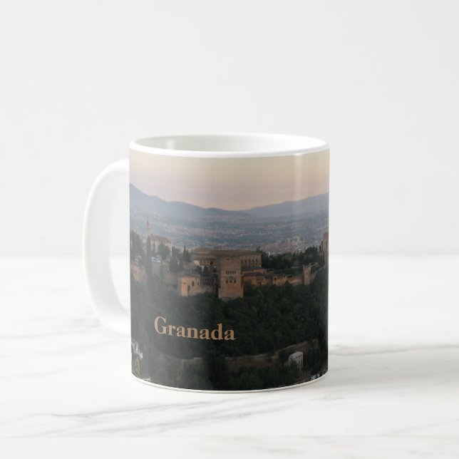 Caneca De Café Espanha Granada, Cartão-postal Alhambra (Frente Esquerda)