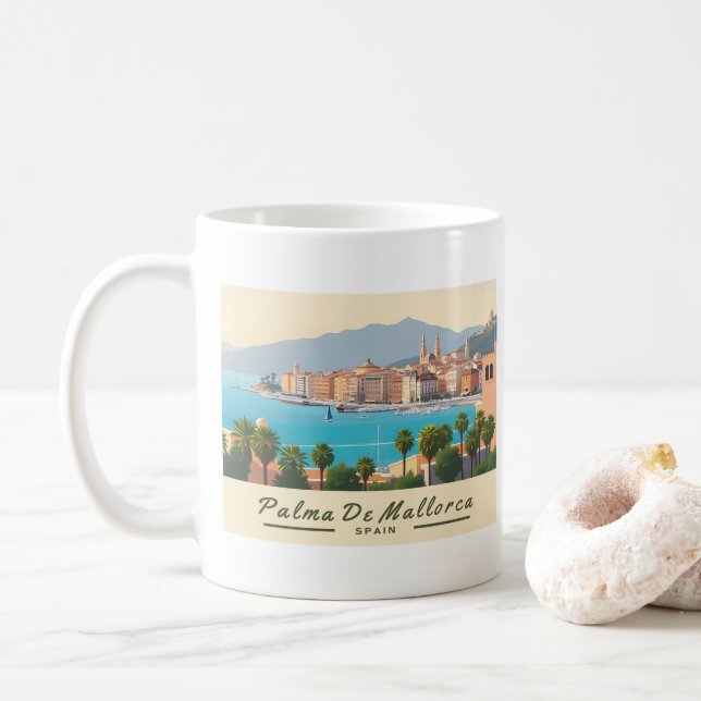 Caneca De Café Espanha Palma de Maiorca Viagem (Com Donut)