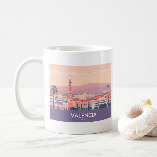 Caneca De Café Espanha Valencia Old Town Pastel Viagem (Com Donut)