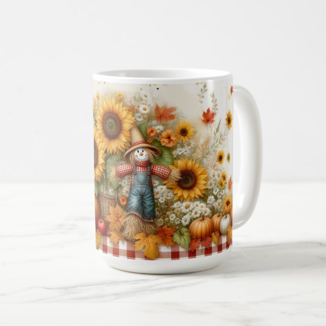 Caneca De Café Espantalho Bonito com Bombas e Flores (Frente Esquerda)