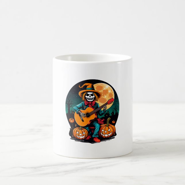 Caneca De Café espantalho toca violão e comemora halloween (Centro)