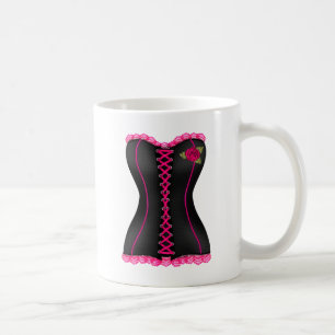 Caneca De Café Espartilho Preto Rosa rose