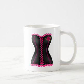 Caneca De Café Espartilho Preto Rosa rose