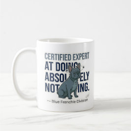 Caneca De Café Especialista em Nada do Bulldog Francês Azul Engra