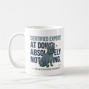Caneca De Café Especialista em Nada do Bulldog Francês Azul Engra