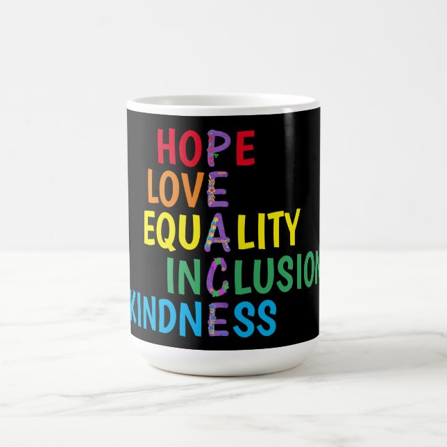 Caneca De Café Esperança,Amor,Igualdade,Inclusão,Bondade,Paz (Centro)