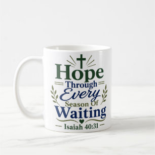 Caneca De Café Esperança Através da Escritura da Temporada de Esp
