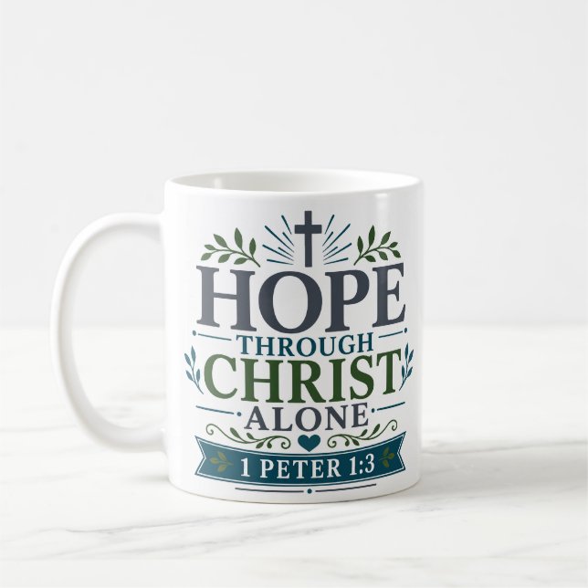 Caneca De Café Esperança Através de Cristo Unicamente Devocional  (Esquerda)