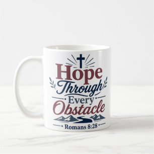 Caneca De Café Esperança Através de Todo Obstáculo Citação Religi