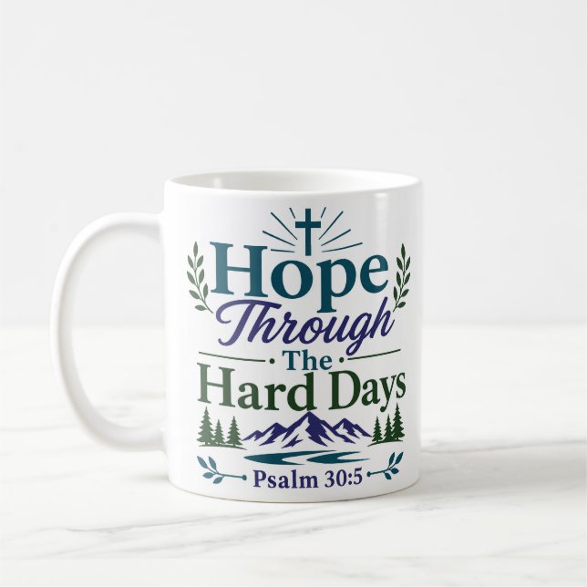 Caneca De Café Esperança Através dos Dias Difíceis Encorajamento  (Esquerda)