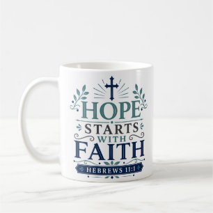 Caneca De Café Esperança Começa Com Citação Bíblica De Fé Encoraj