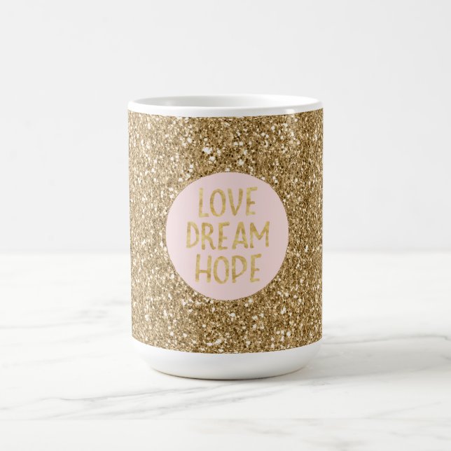 Caneca De Café Esperança do Sonho de Amor com Glam Dourado (Centro)
