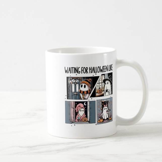 Caneca De Café Esperando O Dia Das Bruxas Como O Ghost Coffee Hor (Direita)