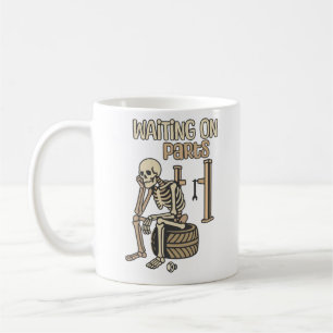 Caneca De Café Esperando Peças Esqueleto Engraçado Mecânico Garag