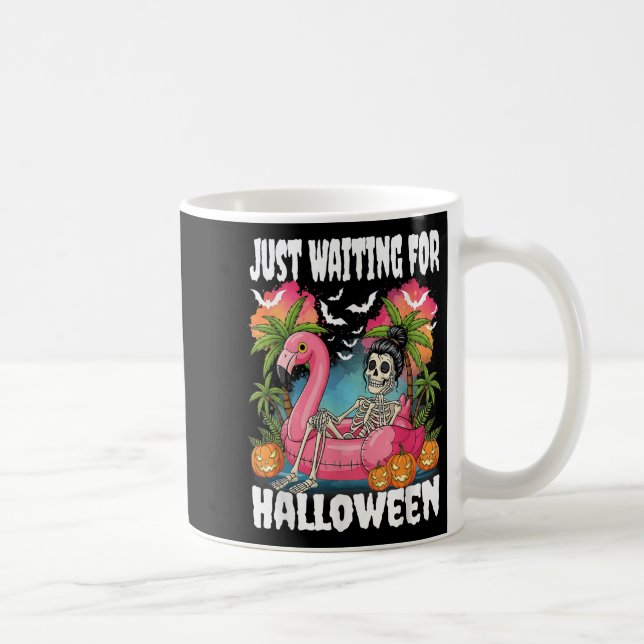 Caneca De Café Esperando pelo esqueleto de Halloween e verão assu (Direita)