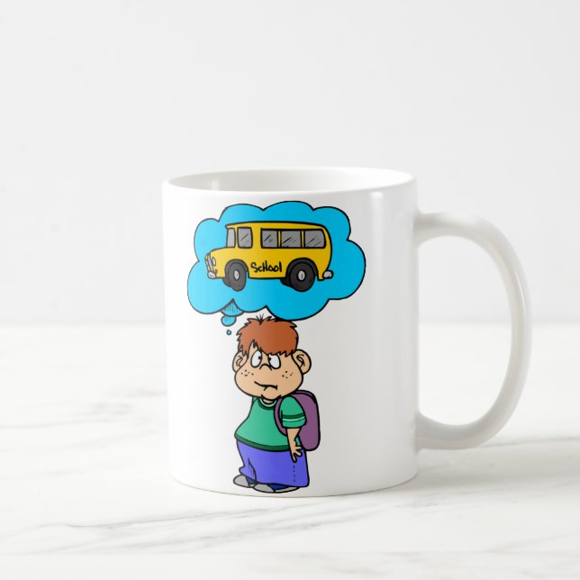Caneca De Café Esperando Pelo Ônibus Escolar (Direita)