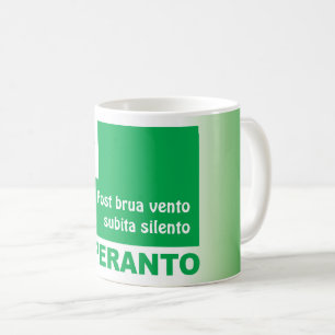 Caneca De Café Esperanto / "Postar brua vento subita silento",
