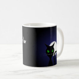 Caneca De Café Espetacular Lua e Gato de Halloween
