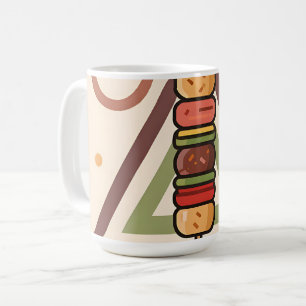 Caneca De Café Espetos Coloridos de Dango com Padrão Geométrico