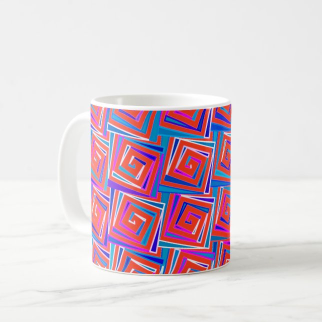 Caneca De Café Espirais quadradas Modernas de Meados do Século -  (Frente Esquerda)