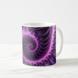Caneca De Café Espiral De Arte Fractal, Rosa Legal, Viva Abstrato