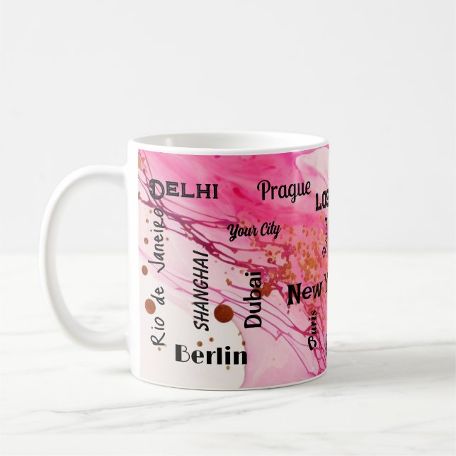 Caneca De Café espiral de mármore rosa-blush Mega cidade (Esquerda)