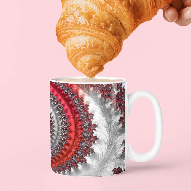 Caneca De Café Espiral Fractal Gradiente Vermelho e Preto Abstrat (Criador carregado)