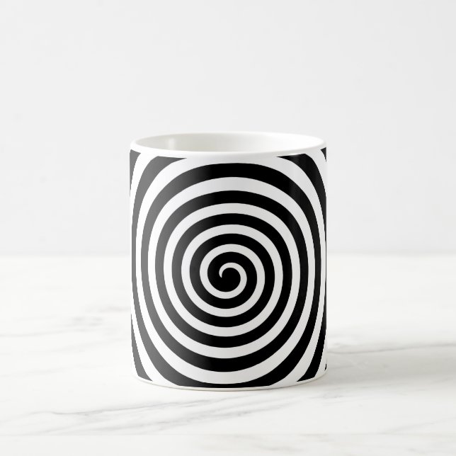 Caneca De Café Espiral Hipnótico Preto e Branco (Centro)