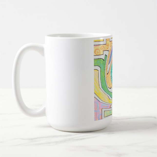 Caneca De Café Espiral Presa em Labirinto Colorido (Esquerda)