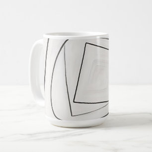 Caneca De Café Espiral Quadrada Abstrata Preto e Branco