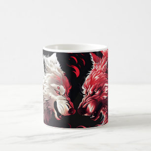 Caneca De Café Espírito Animal Fantasia Lobo Sombra Luz