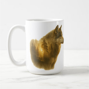 Caneca De Café Espírito do Lobo Dourado – Arte Florestal de Dupla