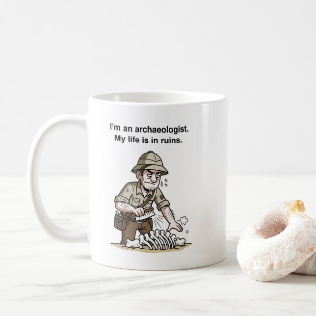Caneca De Café Espírito Explorador Arqueólogo – Descoberta Antiga (Com Donut)