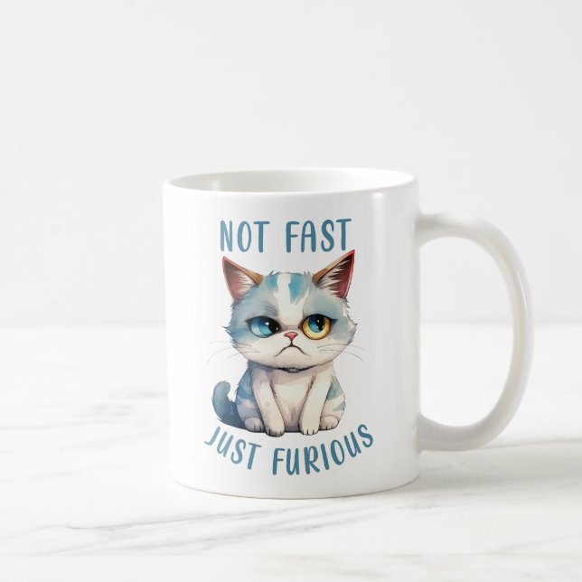 Caneca De Café Espírito Felino da Fiery - Design de Gato Irritado (Direita)