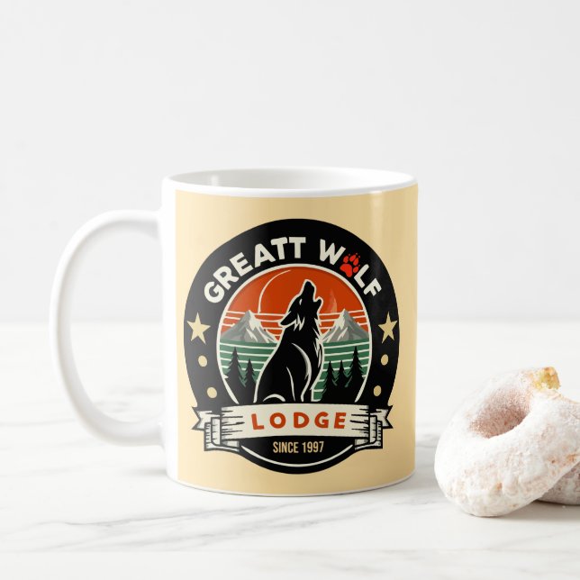 Caneca De Café Espírito Majestoso do Lobo Excelente - Natureza Se (Com Donut)