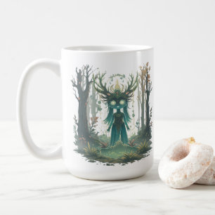 Caneca De Café Espírito Místico da Floresta Cabana Etérea Encantr