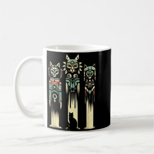 Caneca De Café Espíritos Totem de Gato - Vintage Gato Assustador