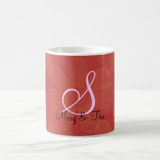 Caneca De Café Esplendor Floral Vermelho - Monograma: Mugs De Caf