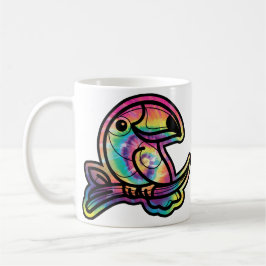 Caneca De Café Esplendor Tropical: Pássaro Tucano em Cores Tie Dy