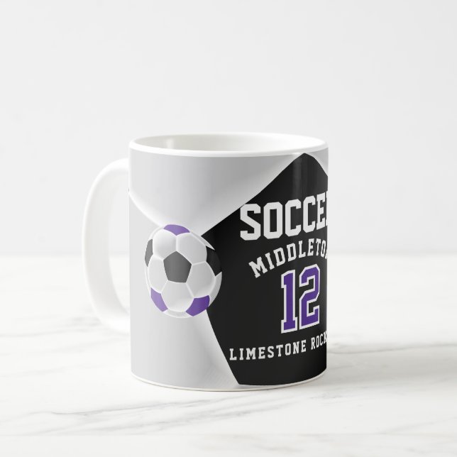 Caneca De Café Esporte de ⚽ Roxo, Negro e Branco (Frente Esquerda)