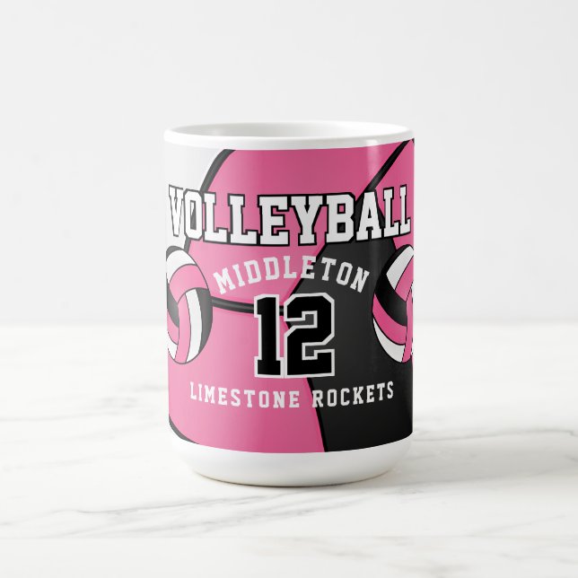 Caneca De Café Esporte de Voleibol Rosa e Branco (Centro)