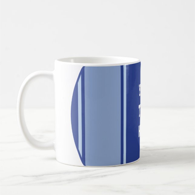 Caneca De Café ESPORTE STRIPES - Azul + seu texto (Esquerda)
