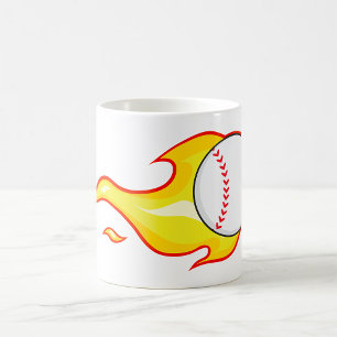 Caneca De Café Esportes De Basebol Com Chama Fastball