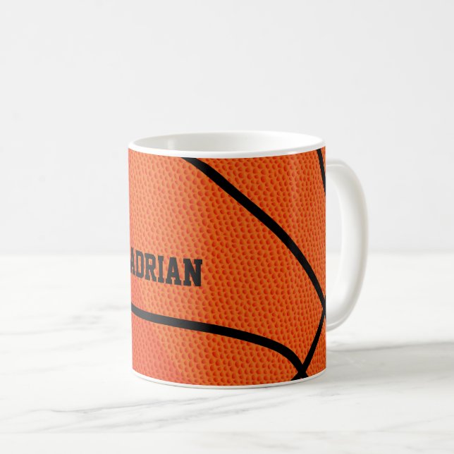 Caneca De Café Esportes de basquete personalizados (Frente Esquerda)