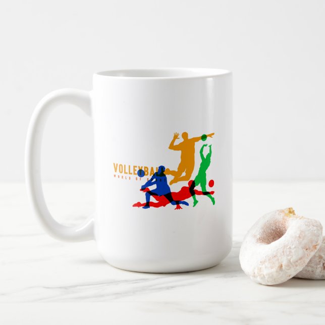 Caneca De Café Esportes de Voleibol | Clássica #15 (Com Donut)
