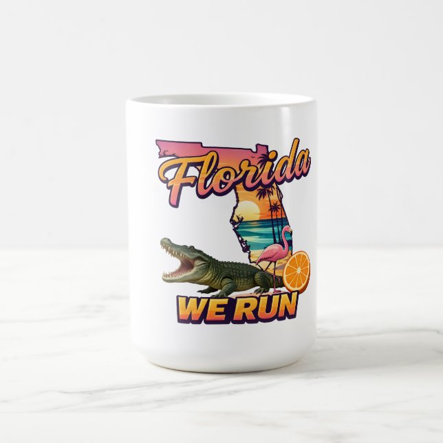 Caneca De Café Esportes Florida We Run Sunset Alligator Flamingo (Centro)